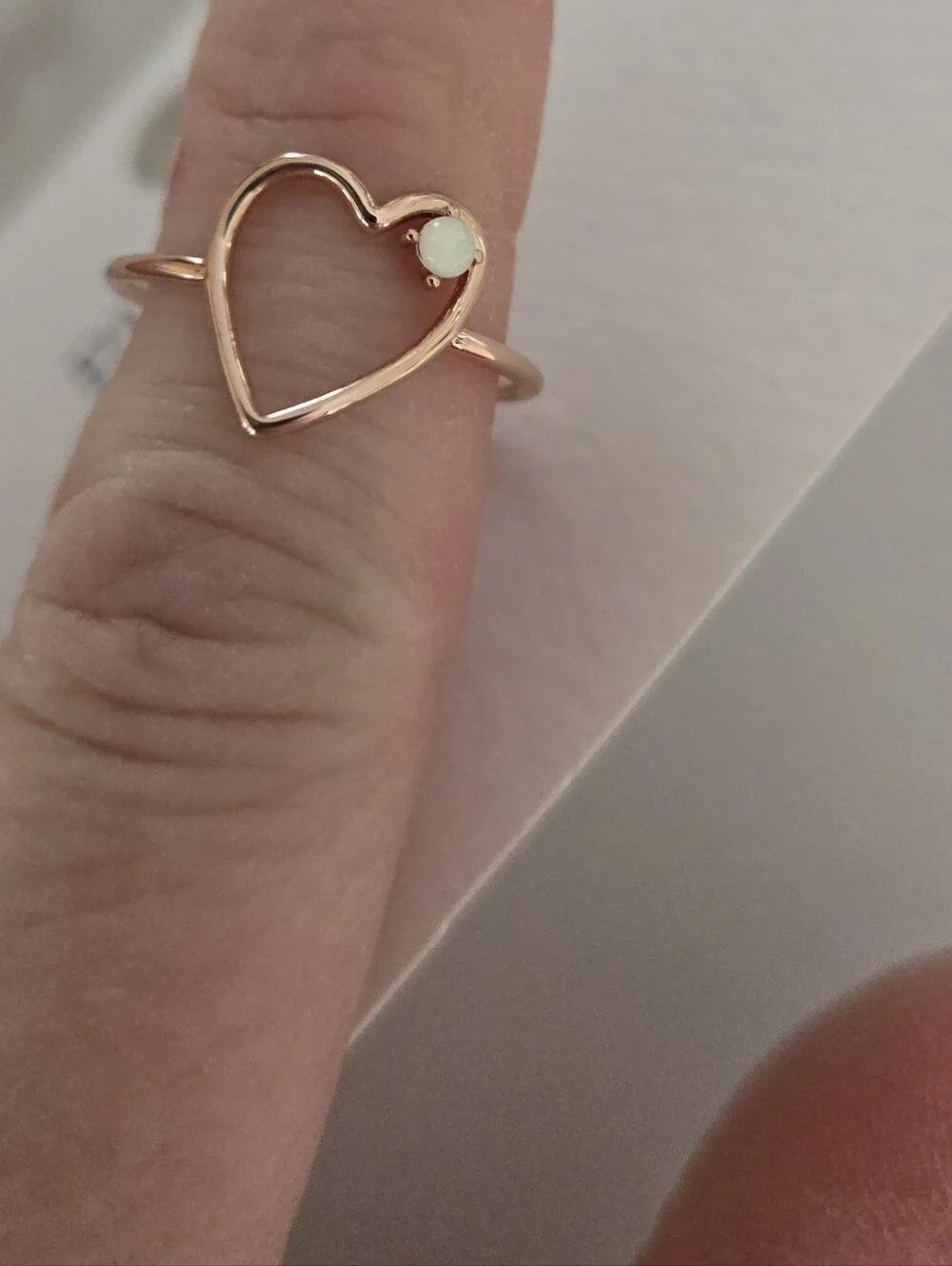 NWT Pura Vida Rose Gold Open Heart Ring with Opal Accent